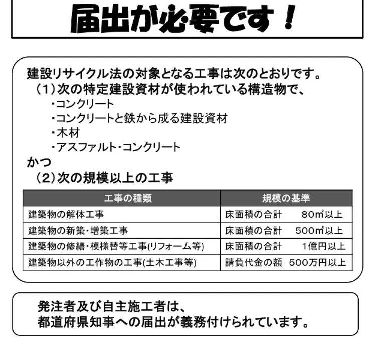  ​リサイクル届<br>国土交通省ホームページより引用。